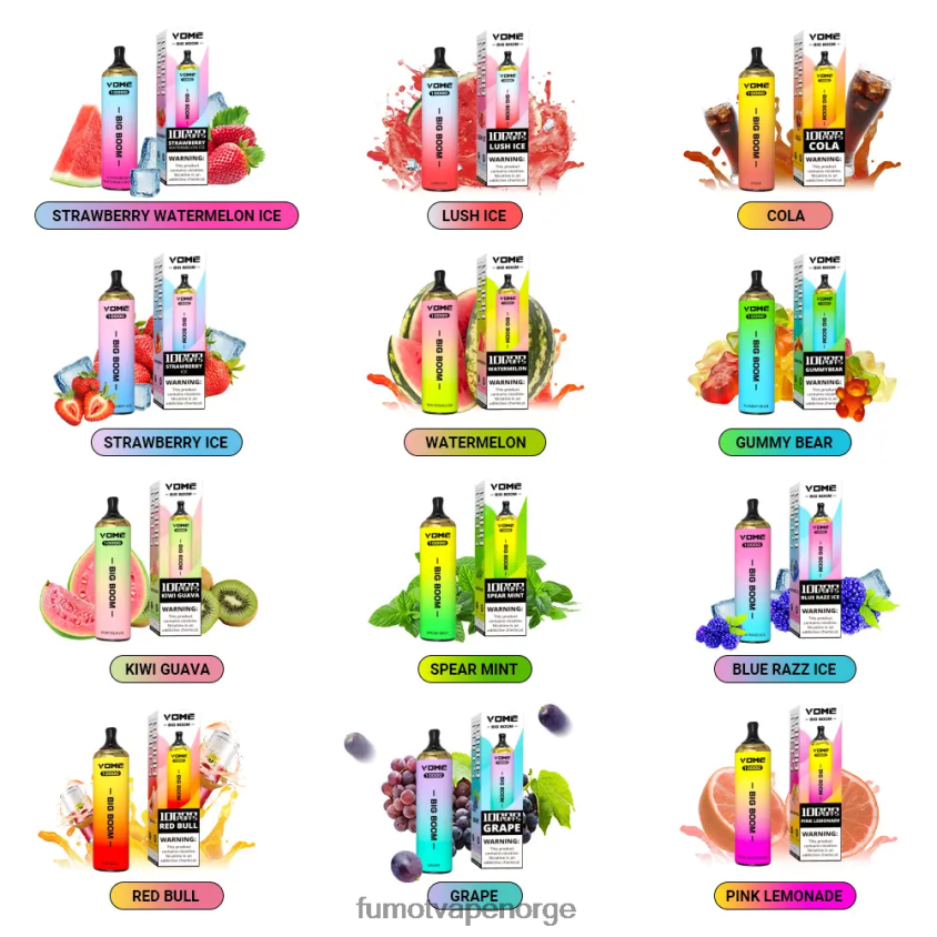 Fumot Vape Shop | Fumot Vome Big Boom engangs vape penn 10000 - 20ml (1 stk) jordbær vannmelon is XH0864446