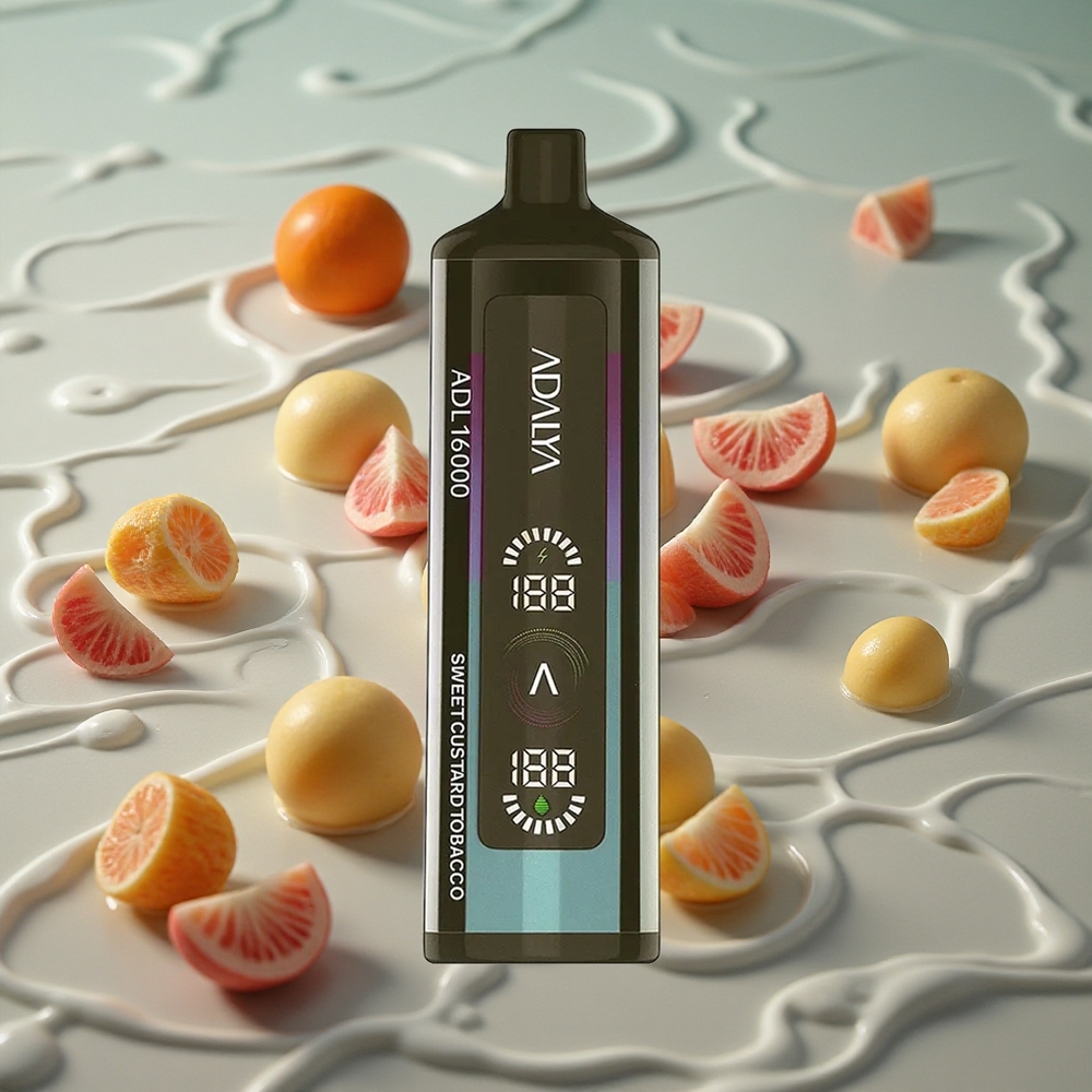 Adalya ADL 16000 PRO Puffs Engangsvape Søt Vaniljetobakk med Digital Skjerm