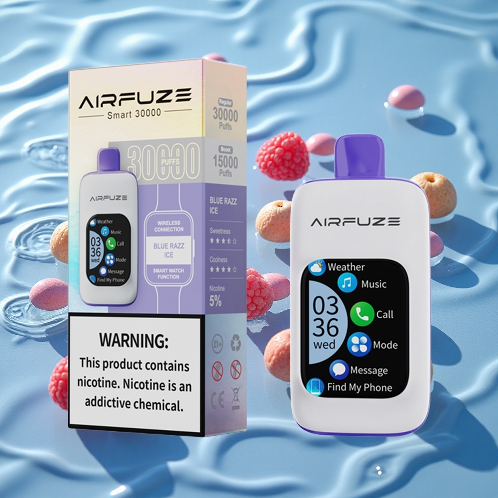 AirFuze Smart 30000 Puffs Engangs Vape Blå Bringebær Is med 5% Nikotin og Type-C-lading