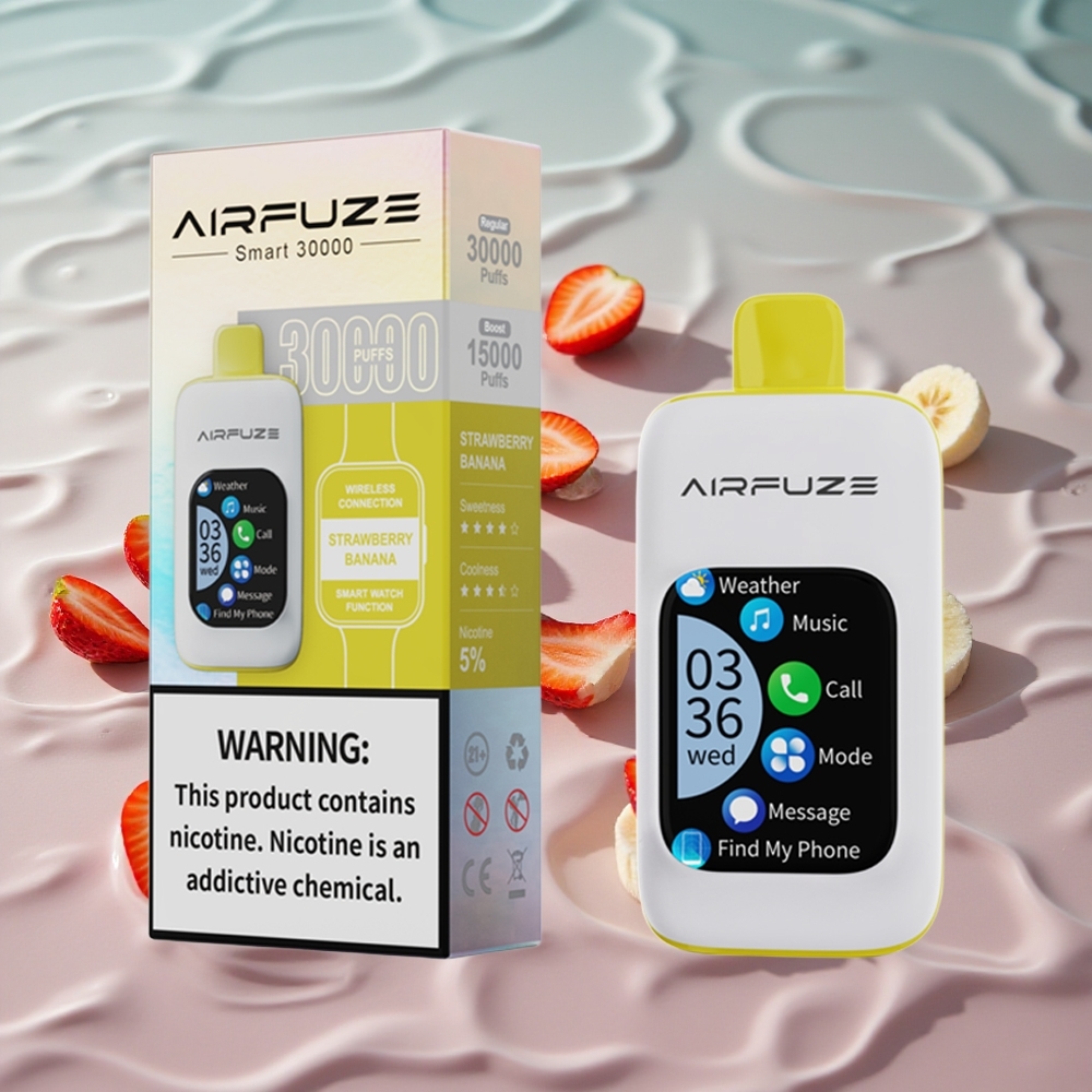 AirFuze Smart 30000 Puffs Opplagbar Vape Jordbær Banan med 5% Nikotin og Type-C-lading