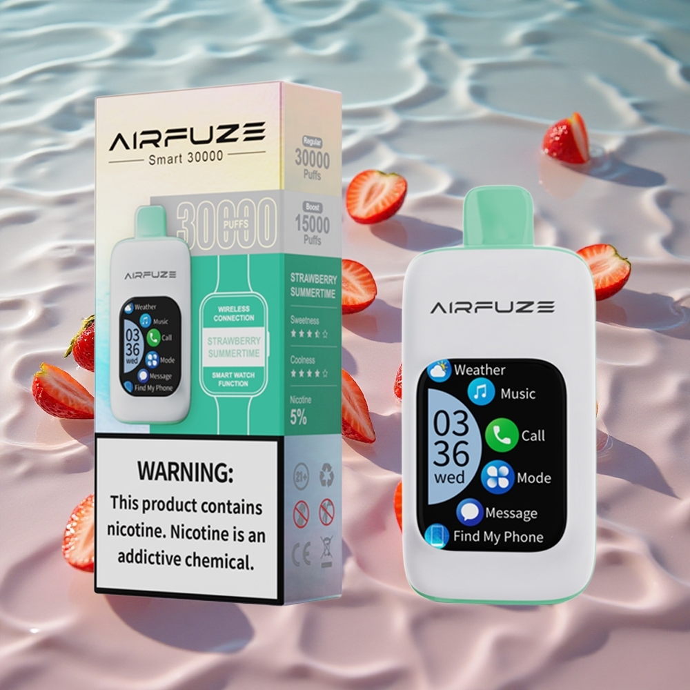 AirFuze Smart 30000 Puffs Oppskriftbar E-sigarett Jordbær Sommertid med 5% Nikotin og Type-C Lading