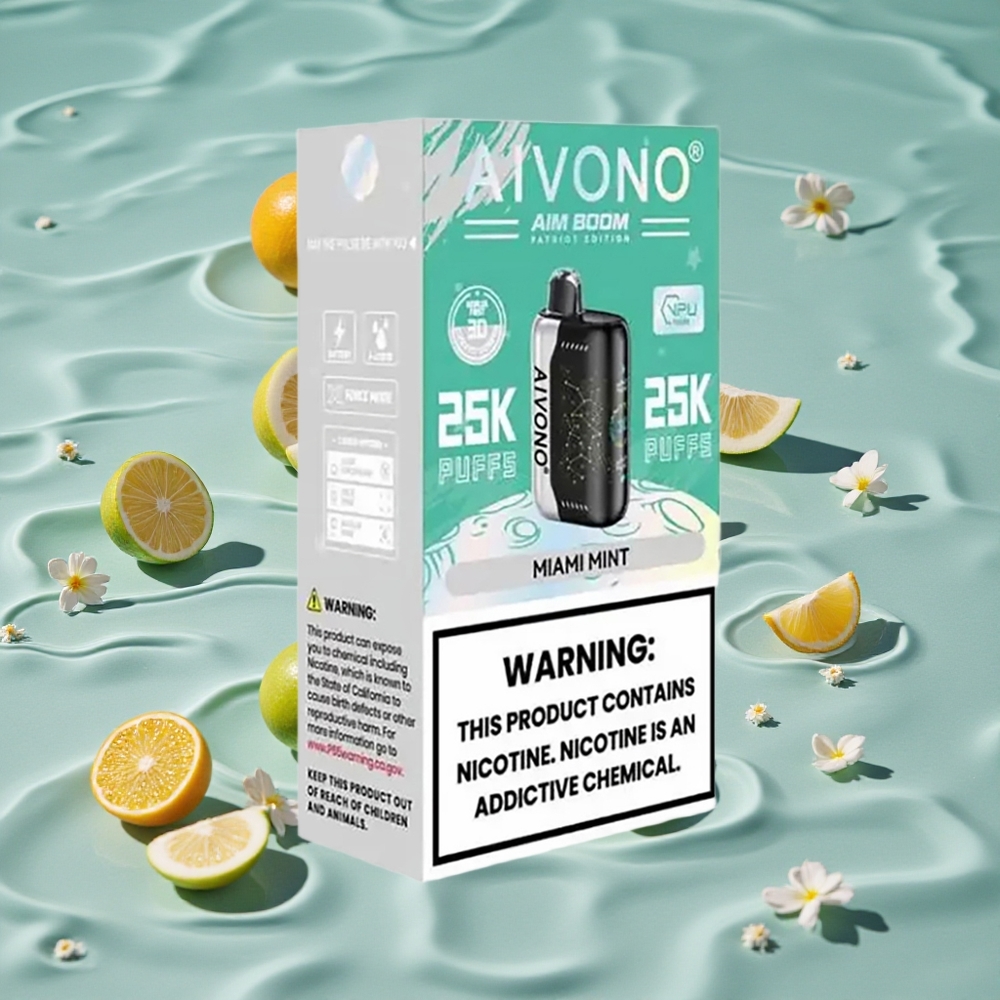 Aivono AIM BOOM 25000 Puffs Bærbar E-Sigaret Miami Mynte 28ml Type-C
