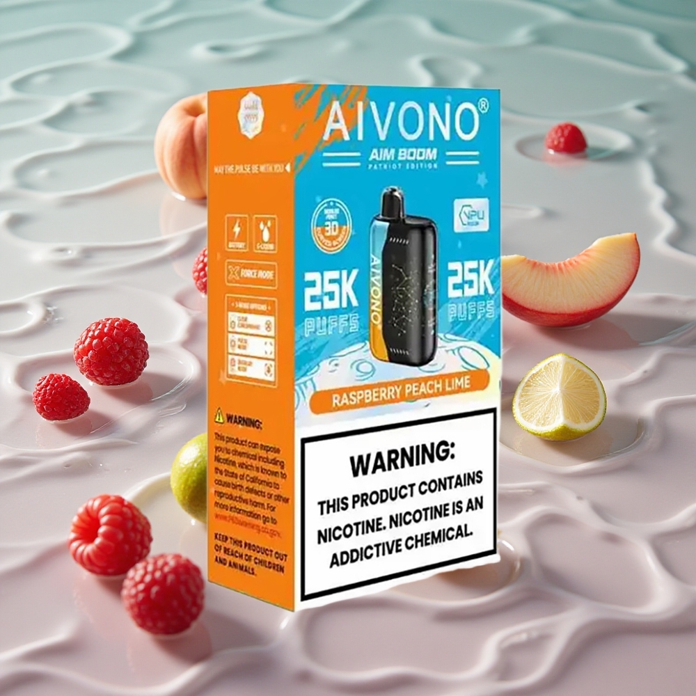 Aivono AIM BOOM 25000 Puffs Bringebær Fersken Lime med 650mAh Batteri