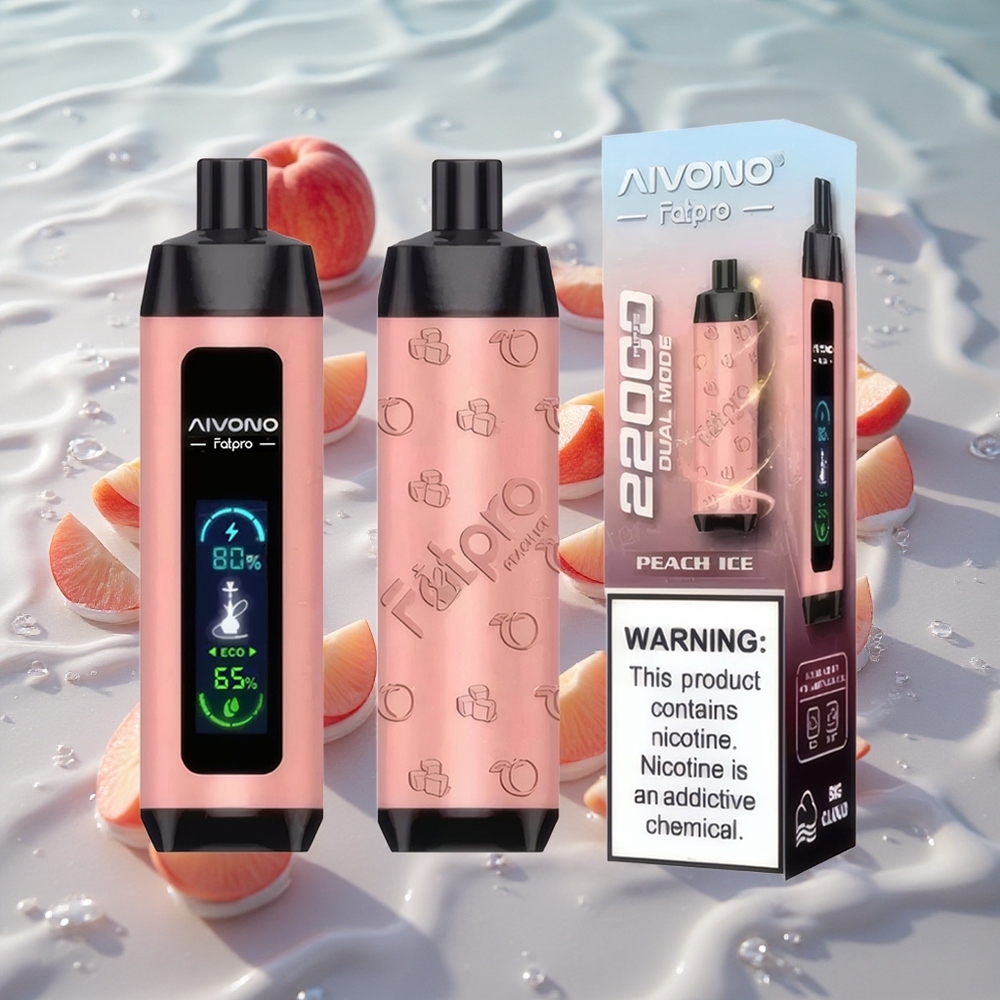 Aivono AIM FATPRO 22000 Puffs Oppladbar E-sigarett Fersken Is med 28ml E-væske og 0,6 ohm Mesh Coil