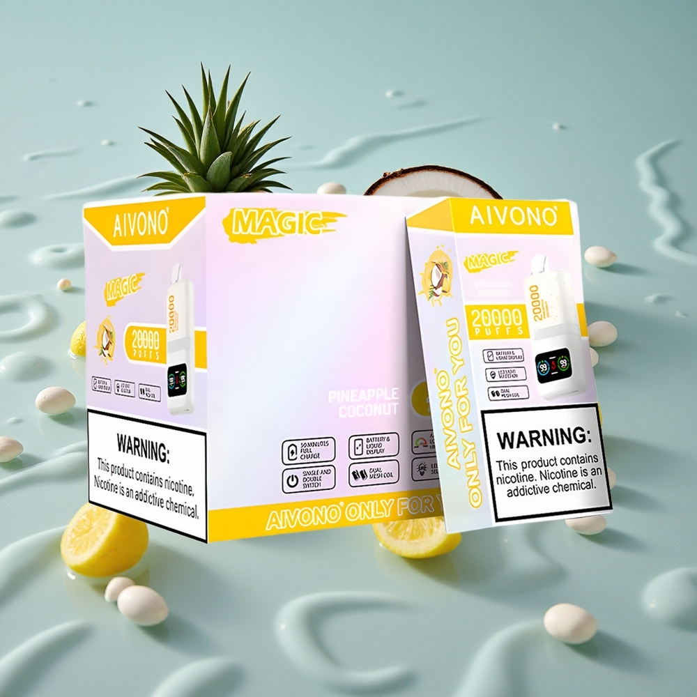 Aivono AIM MAGIC 20000 Puffs Engangs Vape Ananas Kokosnøtt med LCD-skjerm