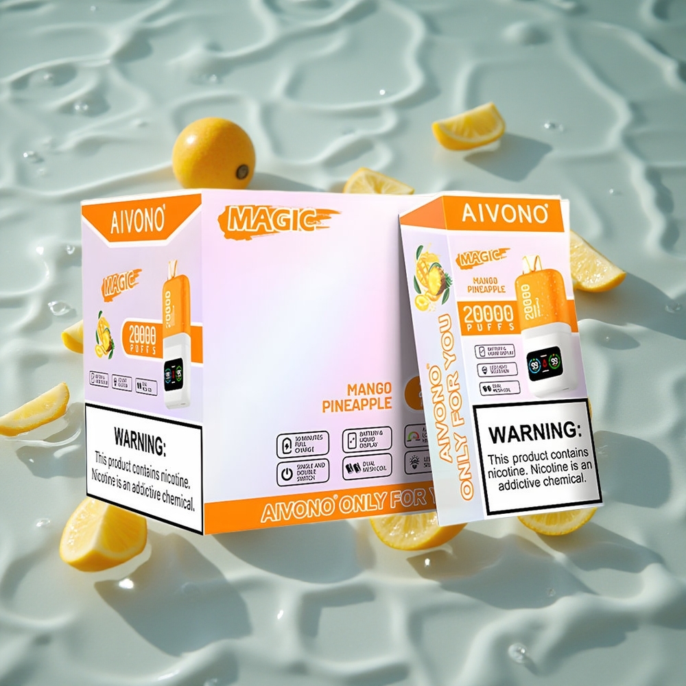 Aivono AIM MAGIC 20000 Puffs Engangs Vape Mango Ananas med LCD-skjerm og Type-C-lading