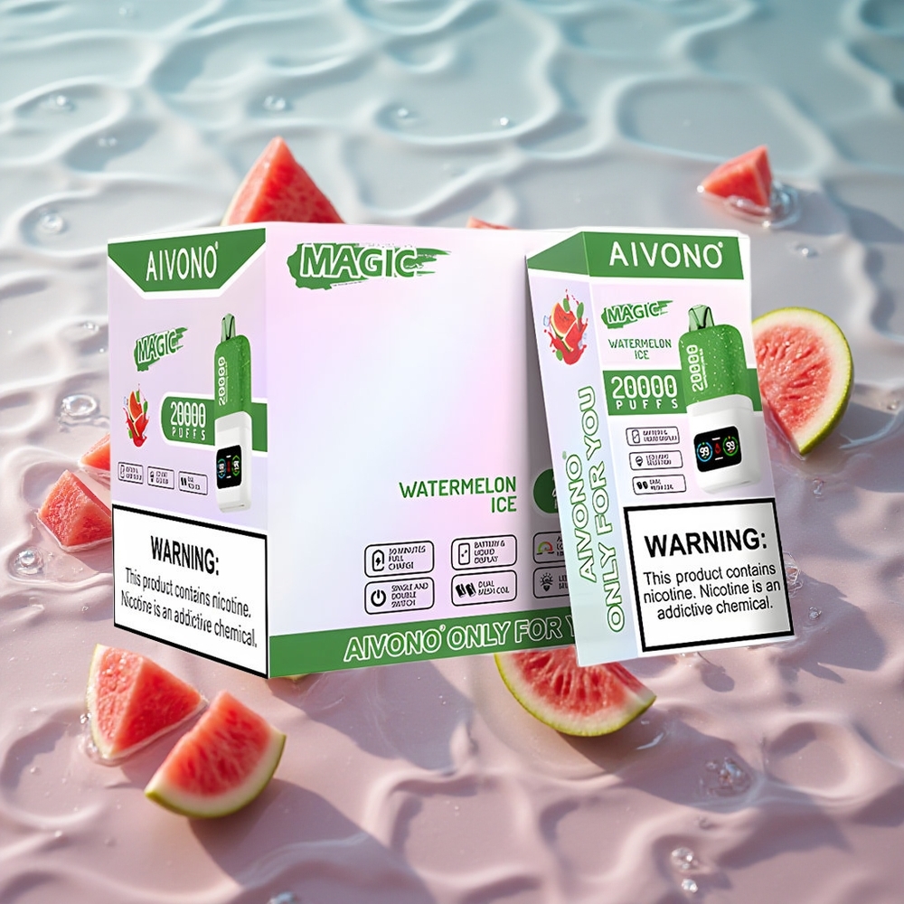 Aivono AIM MAGIC 20000 Puffs Engangs Vape Vannmelon Is med LCD-skjerm og Type-C-lading