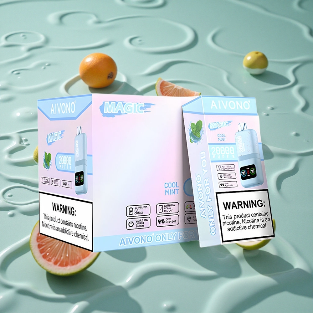 Aivono AIM MAGIC 20000 Puffs Oppladbar E-sigarett Kjølig mynte med LCD-skjerm
