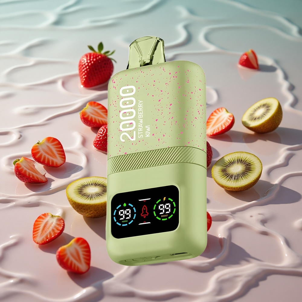 Aivono AIM MAGIC 20000 Puffs Opplagbar Vape jordbær kiwi med LCD-skjerm og Type-C-lading
