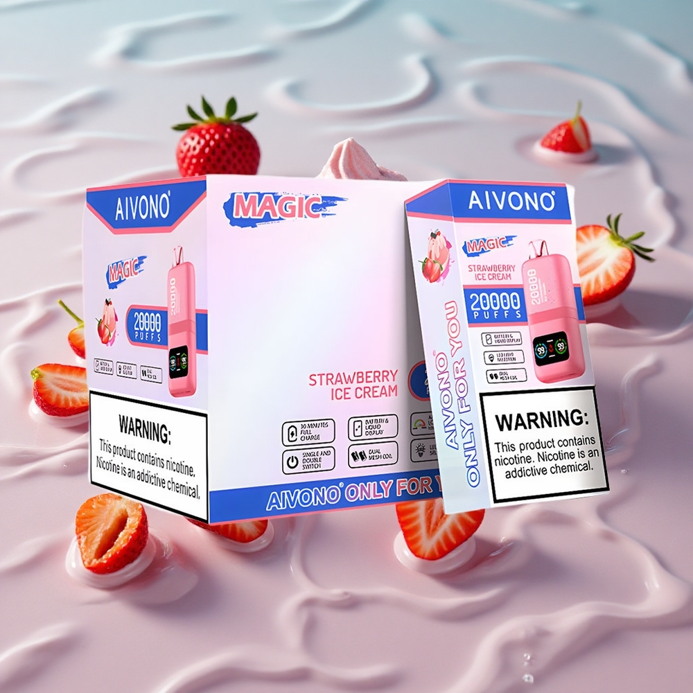 Aivono AIM MAGIC 20000 Puffs Type-C Ladbar Jordbær Iskrem