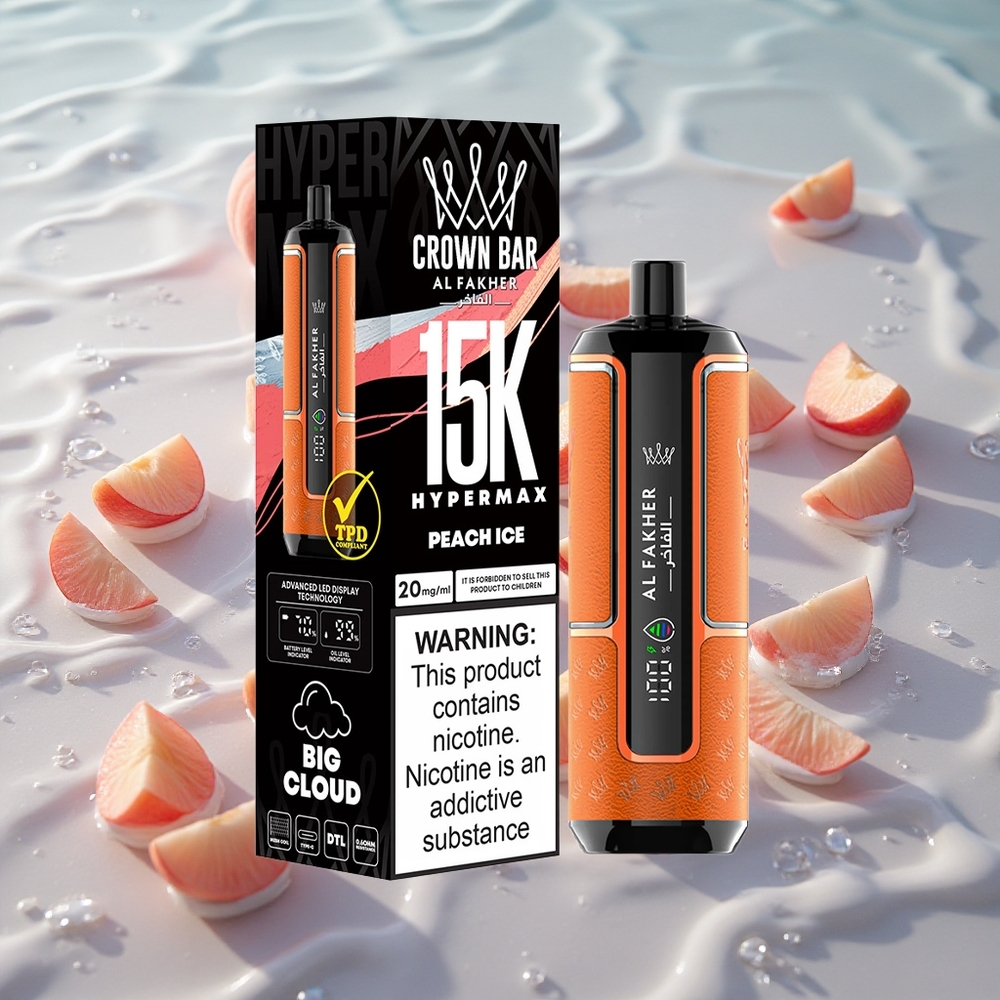 Al Fakher Crown Bar 15K Hypermax Engangs Vape Kit Fersken Is