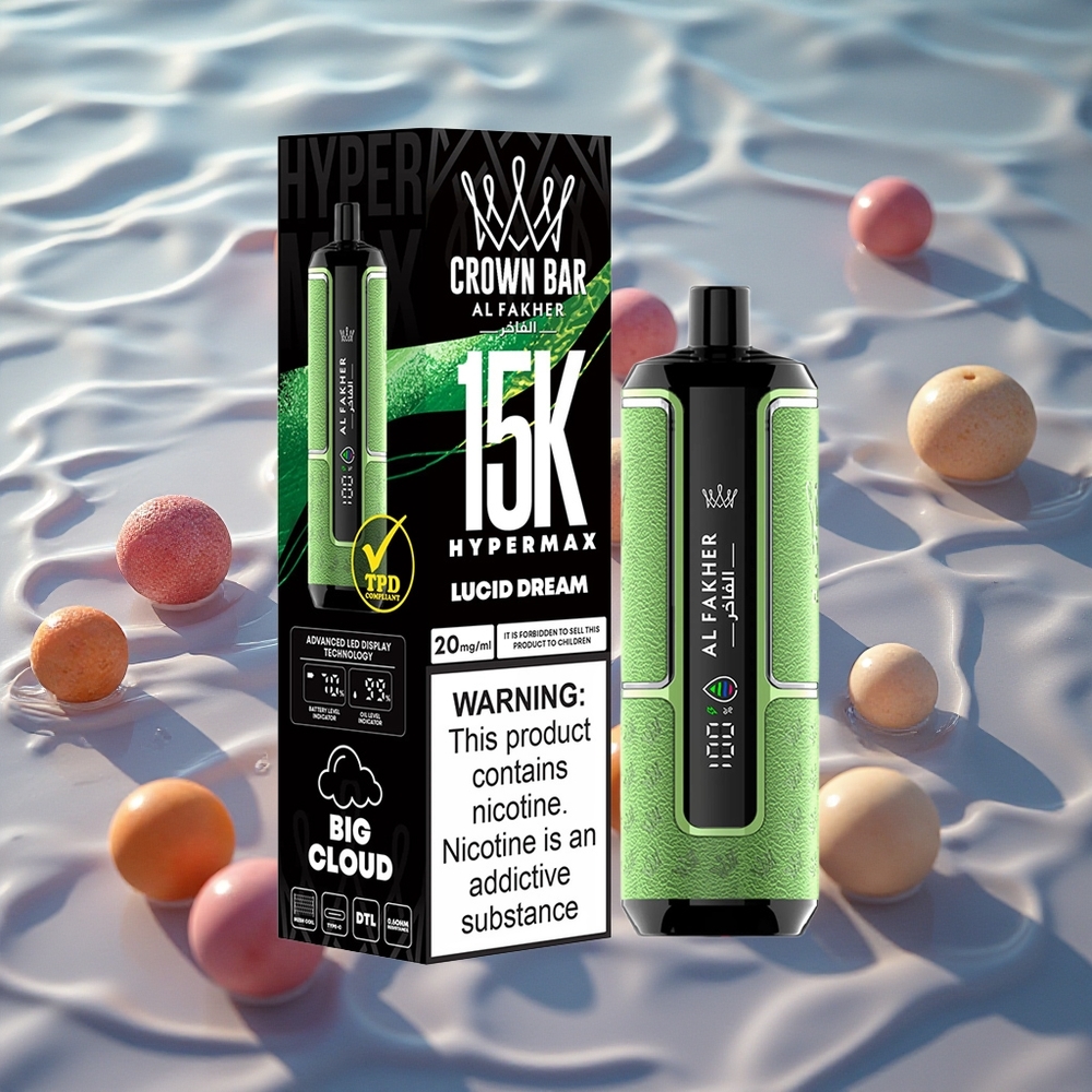 Al Fakher Crown Bar 15K Hypermax Engangs Vape Kit Klar Drøm med Type-C Lading og 15000 Inndrag
