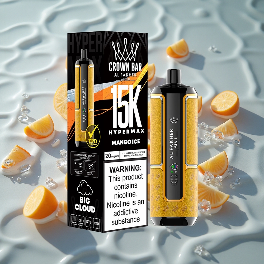 Al Fakher Crown Bar 15K Hypermax Engangs Vape Kit Mango Is med 22ml