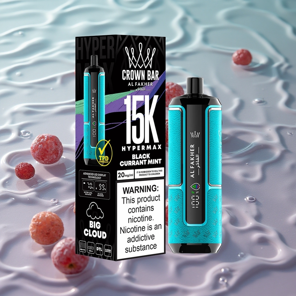 Al Fakher Crown Bar 15K Hypermax Engangs vape Kit Solbærmynt