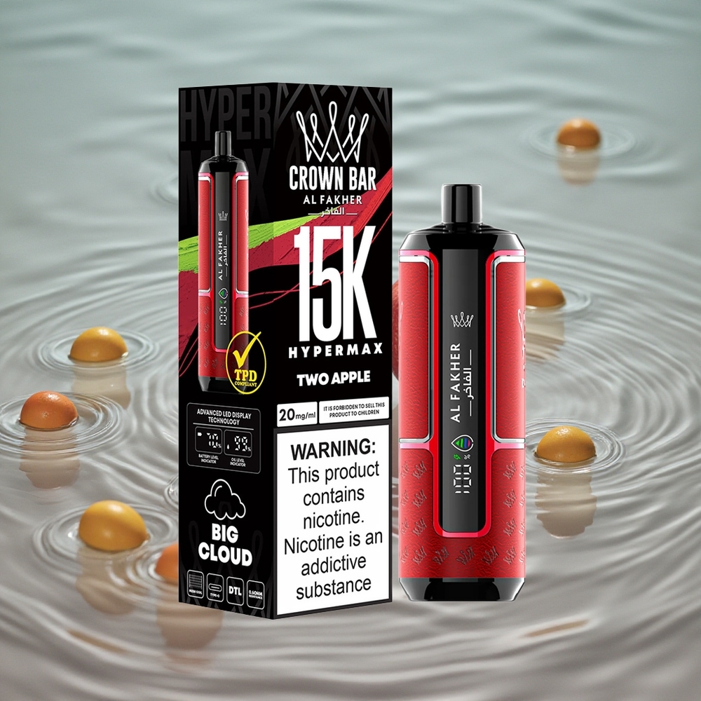 Al Fakher Crown Bar 15K To Epler Hypermax Engangs Vape Kit Med 22ml og Type-C Lading