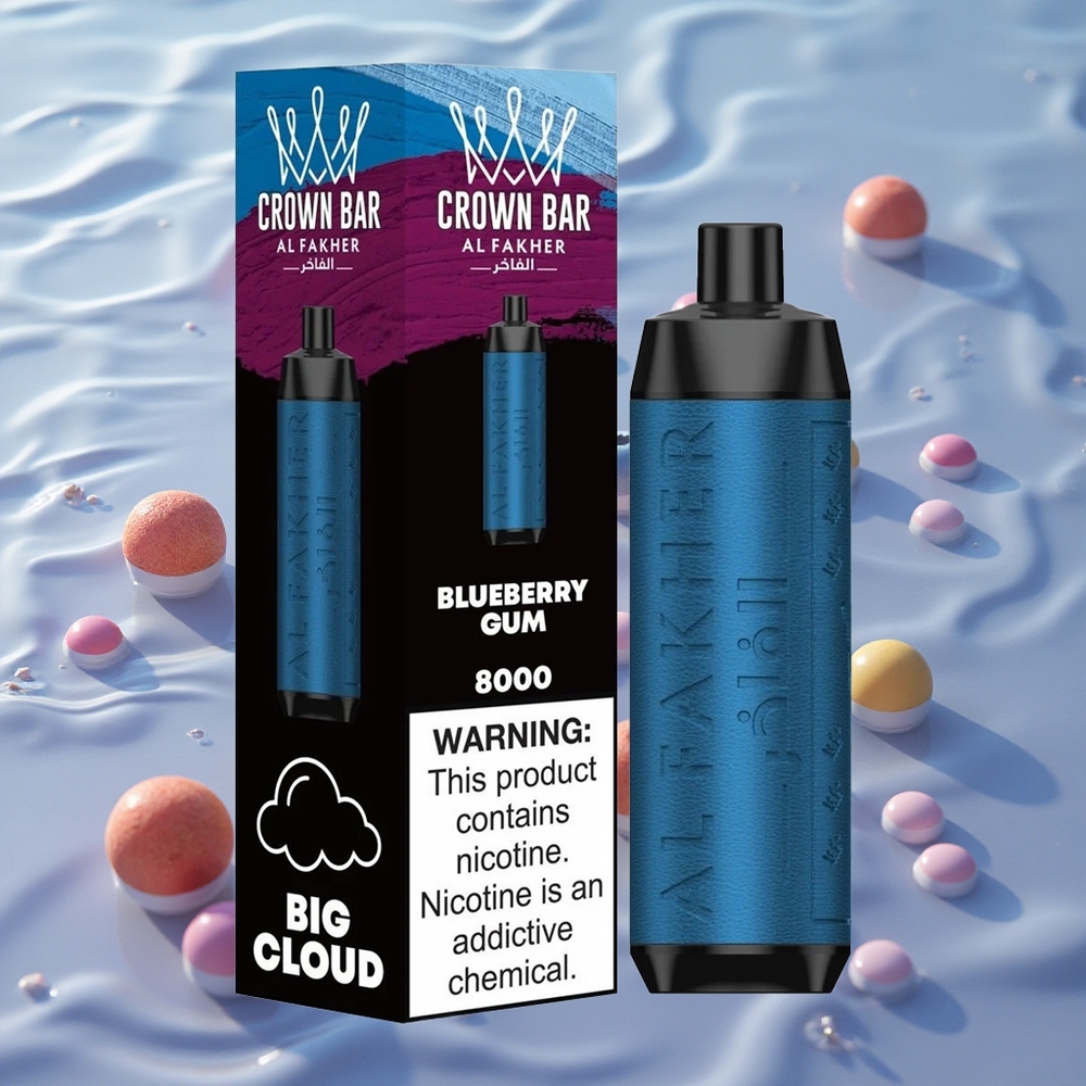 Al Fakher Crown Bar 8000 Crystal Engangs Vape Blåbærtygge med 18ml e-Liquid Kapasitet og 8000 Trekk