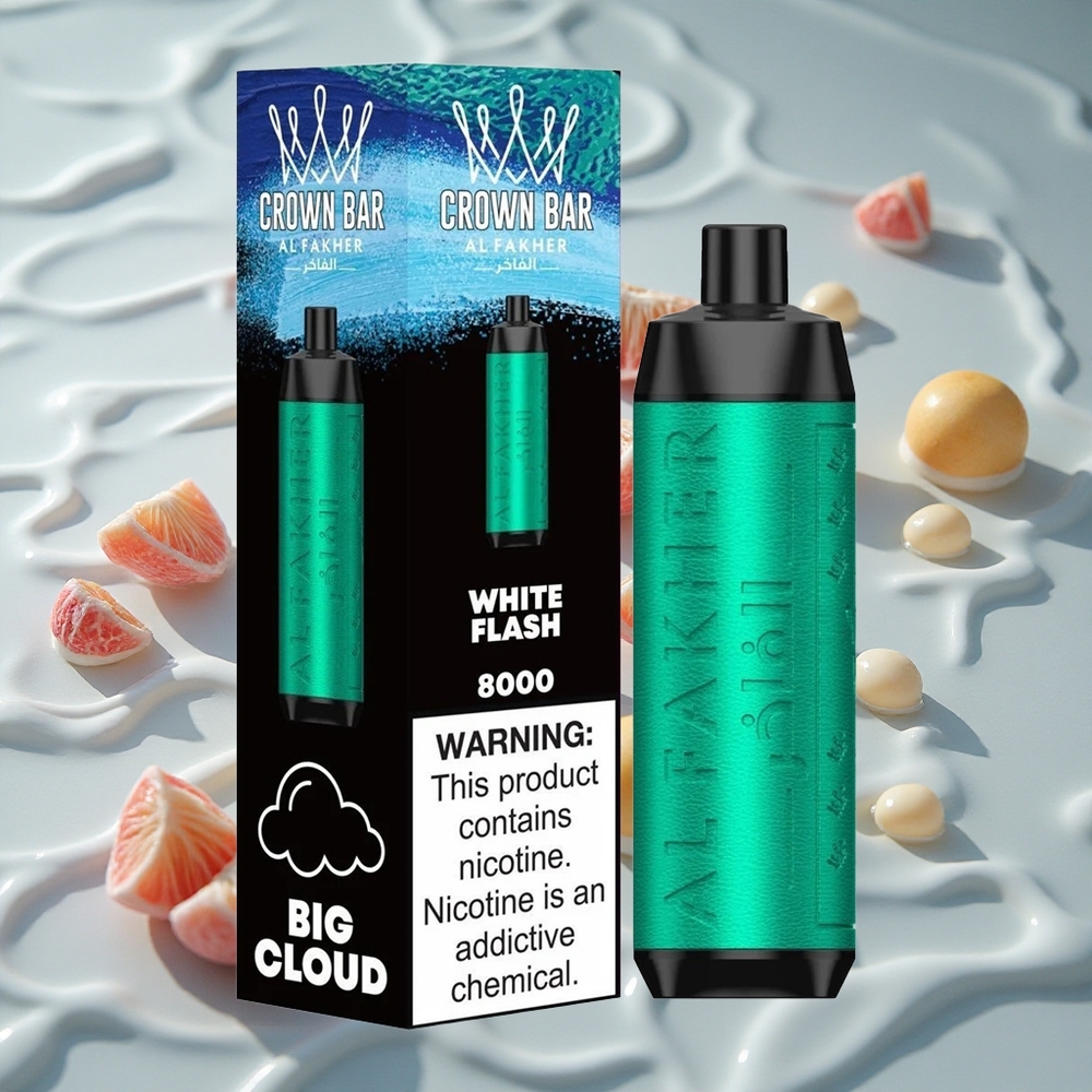 Al Fakher Crown Bar 8000 Crystal Engangs Vape Hvit Blits med 18ml e-væske og 8000 Puffs