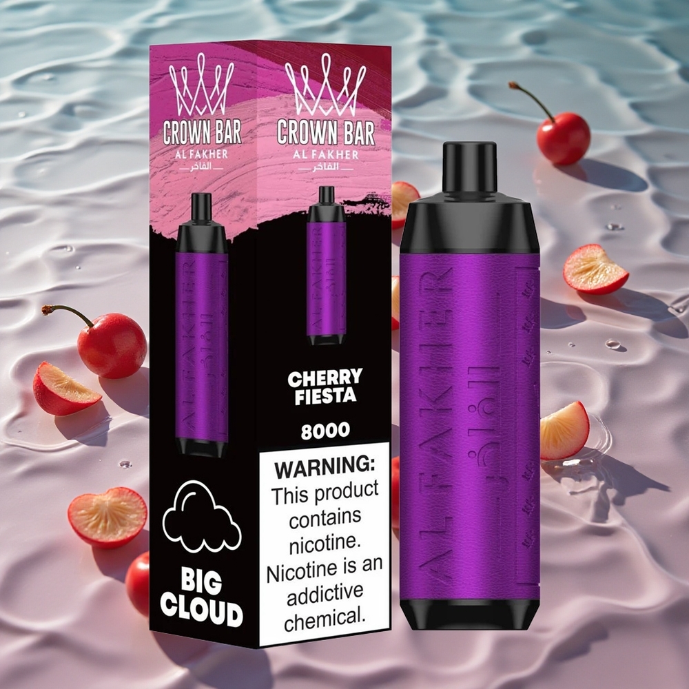 Al Fakher Crown Bar 8000 Crystal Engangs Vape Kirsebærfest med 18ml e-væske og 8000 puff