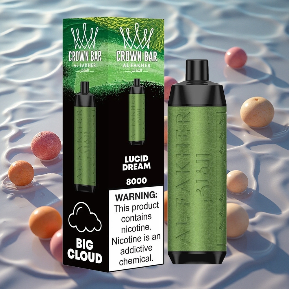Al Fakher Crown Bar 8000 Crystal Engangs Vape Klar Drøm med 18ml e-Væske og 8000 Trekk