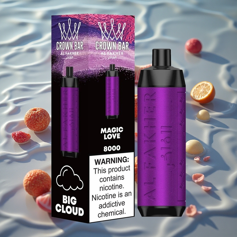 Al Fakher Crown Bar 8000 Crystal Engangs Vape Magisk Kjærlighet med 18ml e-Væske og 8000 Pust