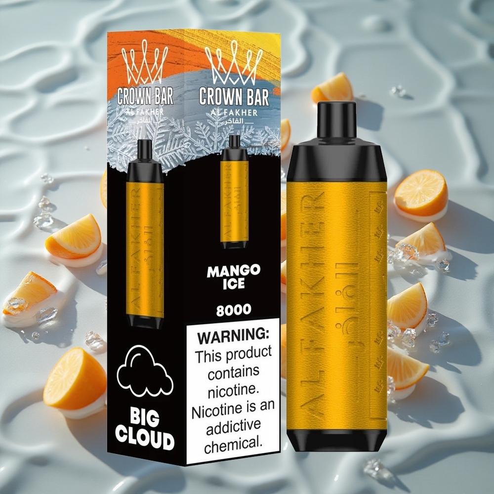 Al Fakher Crown Bar 8000 Crystal Engangs Vape Mango Is med 18ml e-Væske og 8000 Trekk