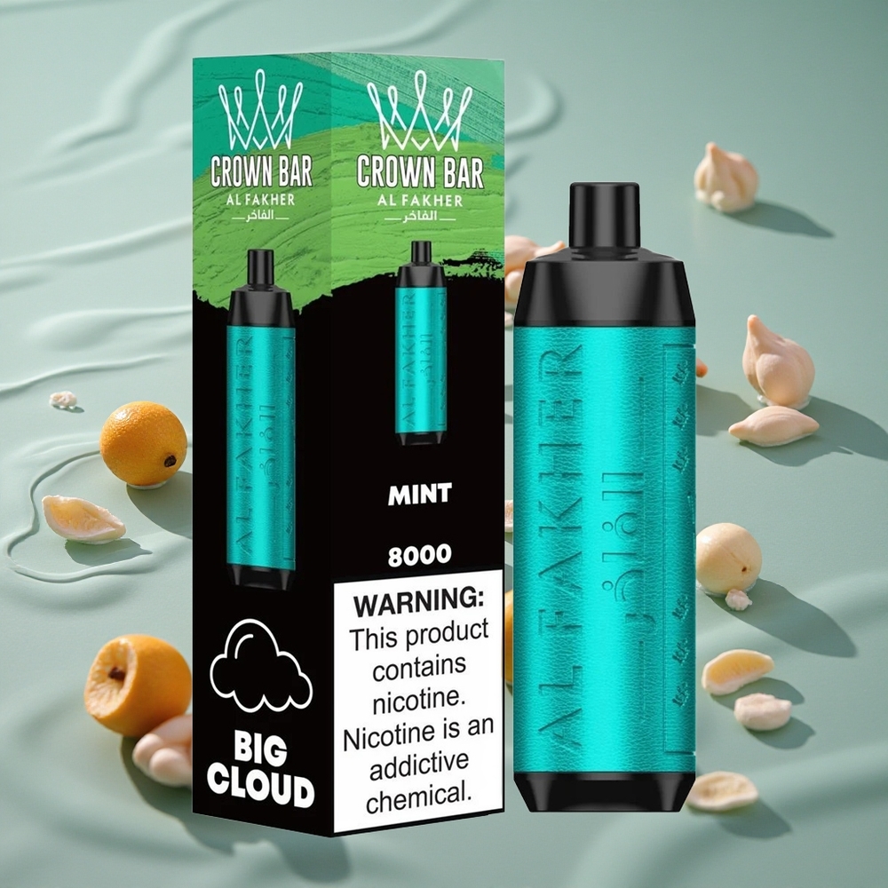 Al Fakher Crown Bar 8000 Crystal Engangs Vape Mynte med 18ml e-Liquid Kapasitet