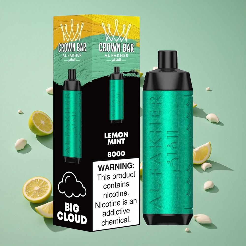 Al Fakher Crown Bar 8000 Crystal Engangs Vape Sitron Mynte med 18ml e-Væske og 8000 Trekk