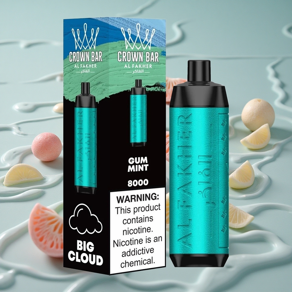 Al Fakher Crown Bar 8000 Crystal Engangs Vape Tyggegummi Mynte med 18ml e-Væske og 8000 Pust