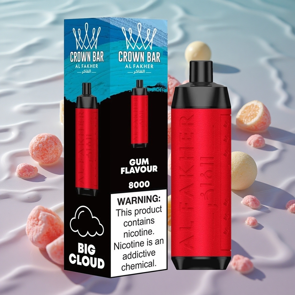 Al Fakher Crown Bar 8000 Crystal Engangs Vape Tyggegummi Smak med 18ml e-Væske og 8000 Trekk