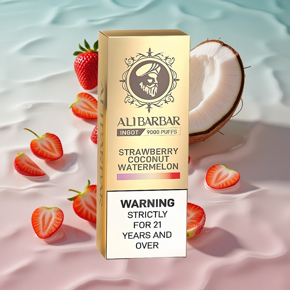 Alibarbar Ingot 9000 Puffs Engangs Vape Jordbær Kokosnapp Vannmelon med 22ml E-væske