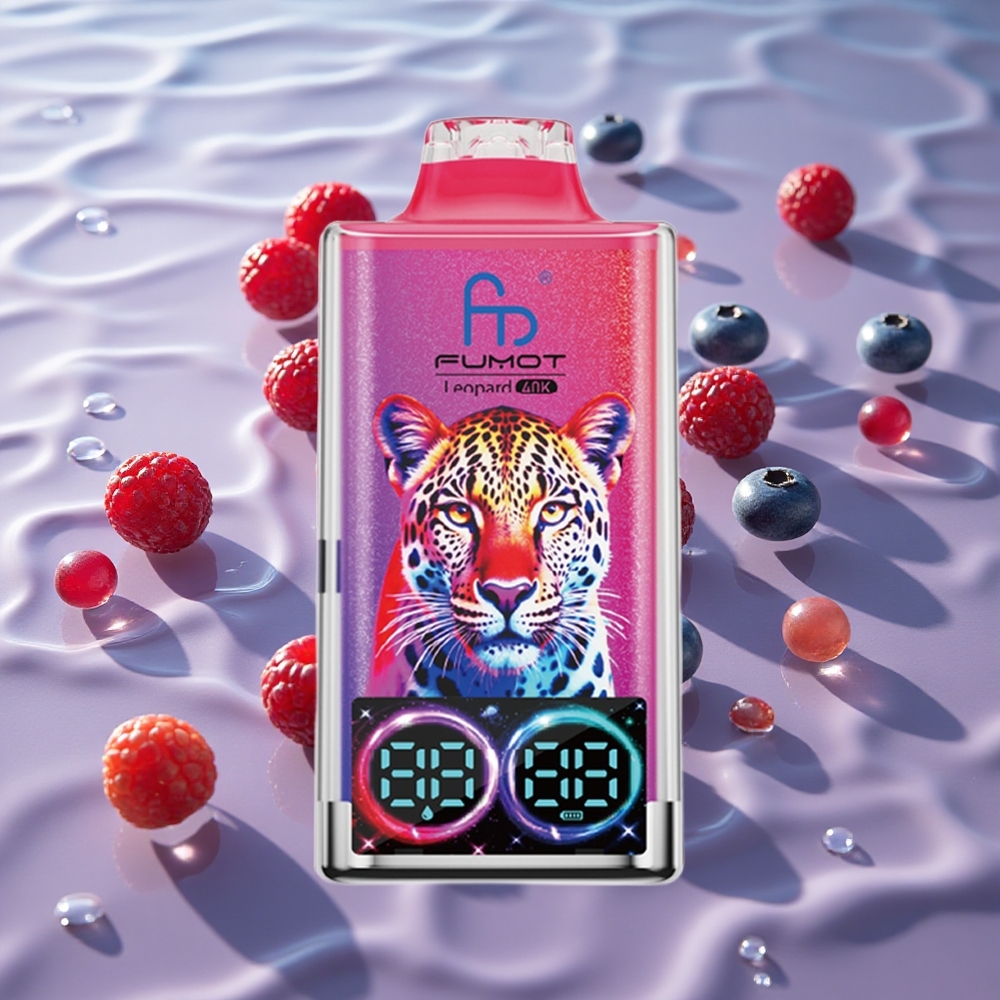 Fumot Leopard 40K Puffs Engangs E-sigarett Blåbær Kirsebær Tranebær med Type-C Lading