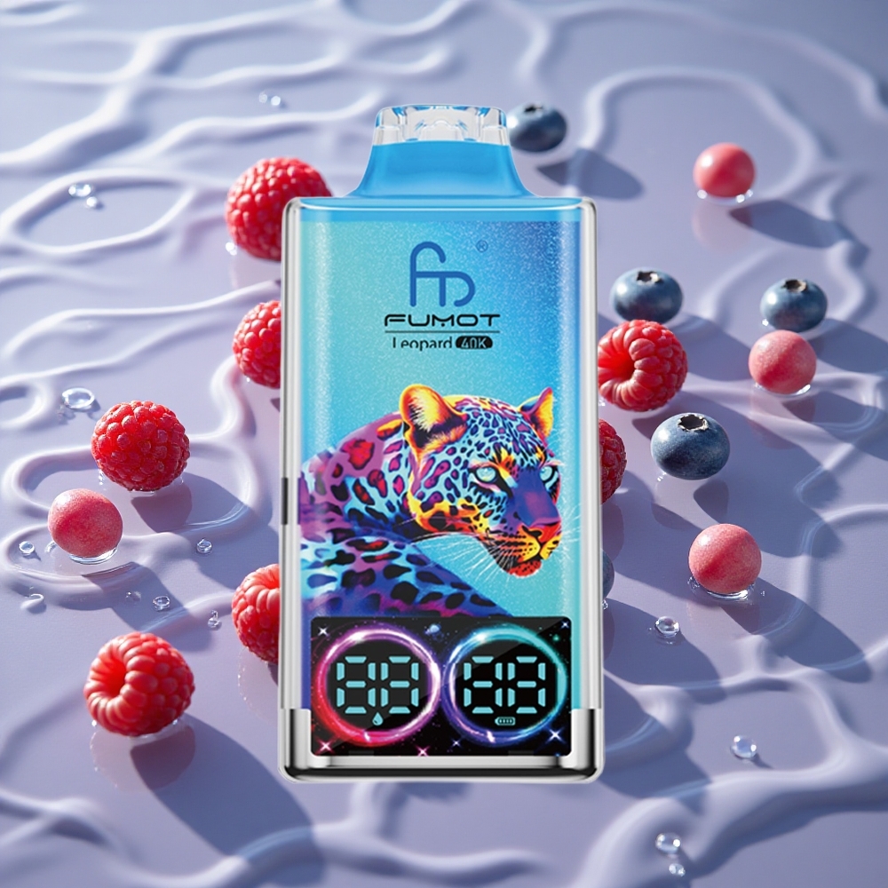 Fumot Leopard 40K Puffs Engangs Vape Blåbær Bringebær med 0%/2%/3%/5% Nikotin og Type-C-lading
