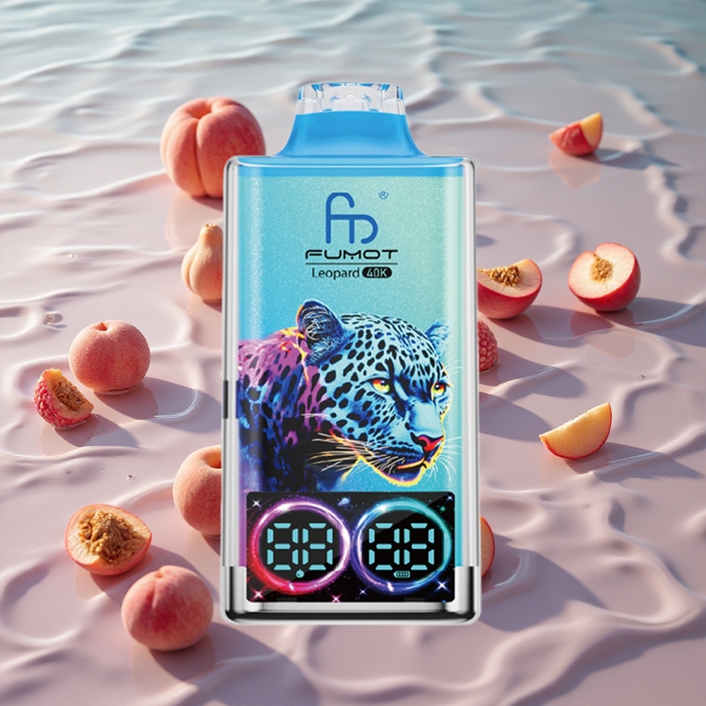 Fumot Leopard 40K Puffs Engangs Vape Fersken Bær med 0%/2%/3%/5% Nikotin og Type-C-lading