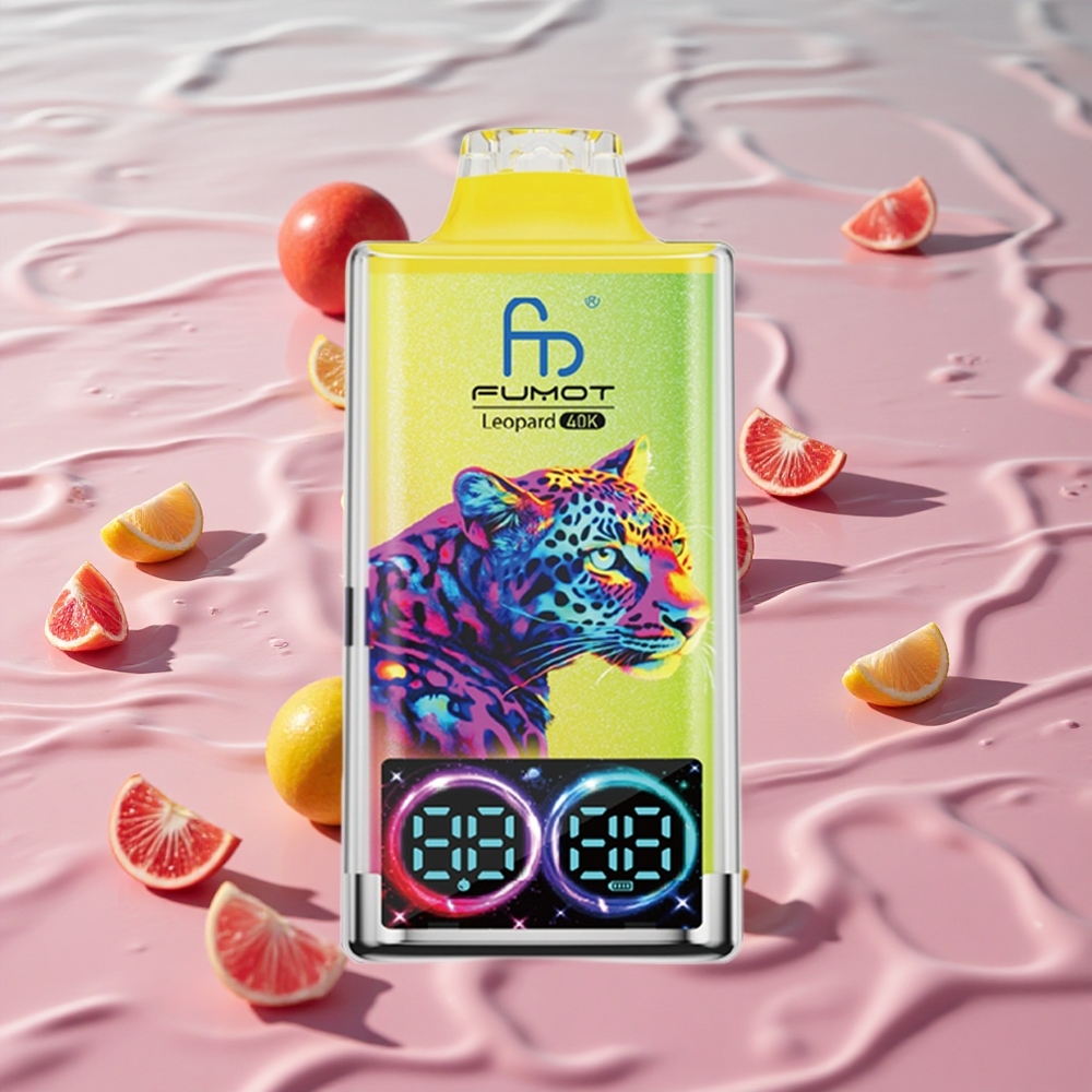 Fumot Leopard 40K Puffs Engangs Vape Rosa Sitronbrus med 0%/2%/3%/5% Nikotin og 700mAh Batteri