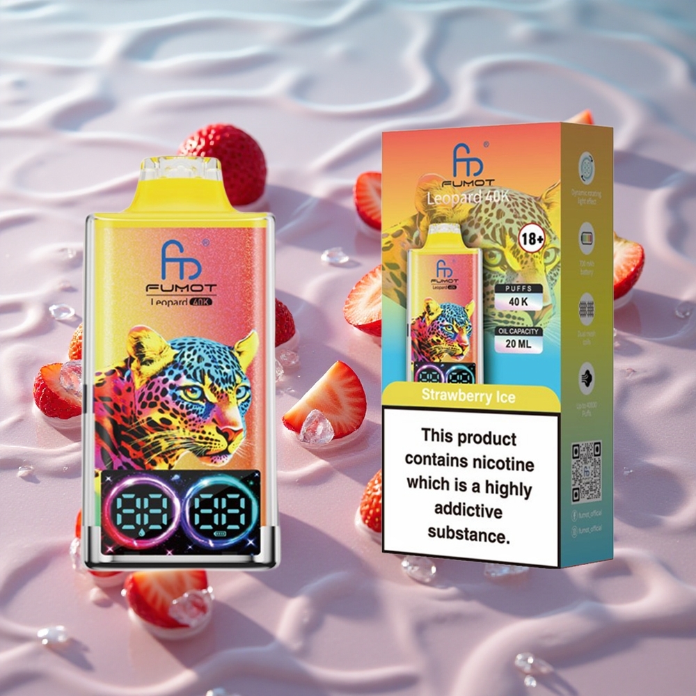 Fumot Leopard 40K Puffs Engangsvape Jordbær Is med 0%/2%/3%/5% Nikotin og Type-C-lading