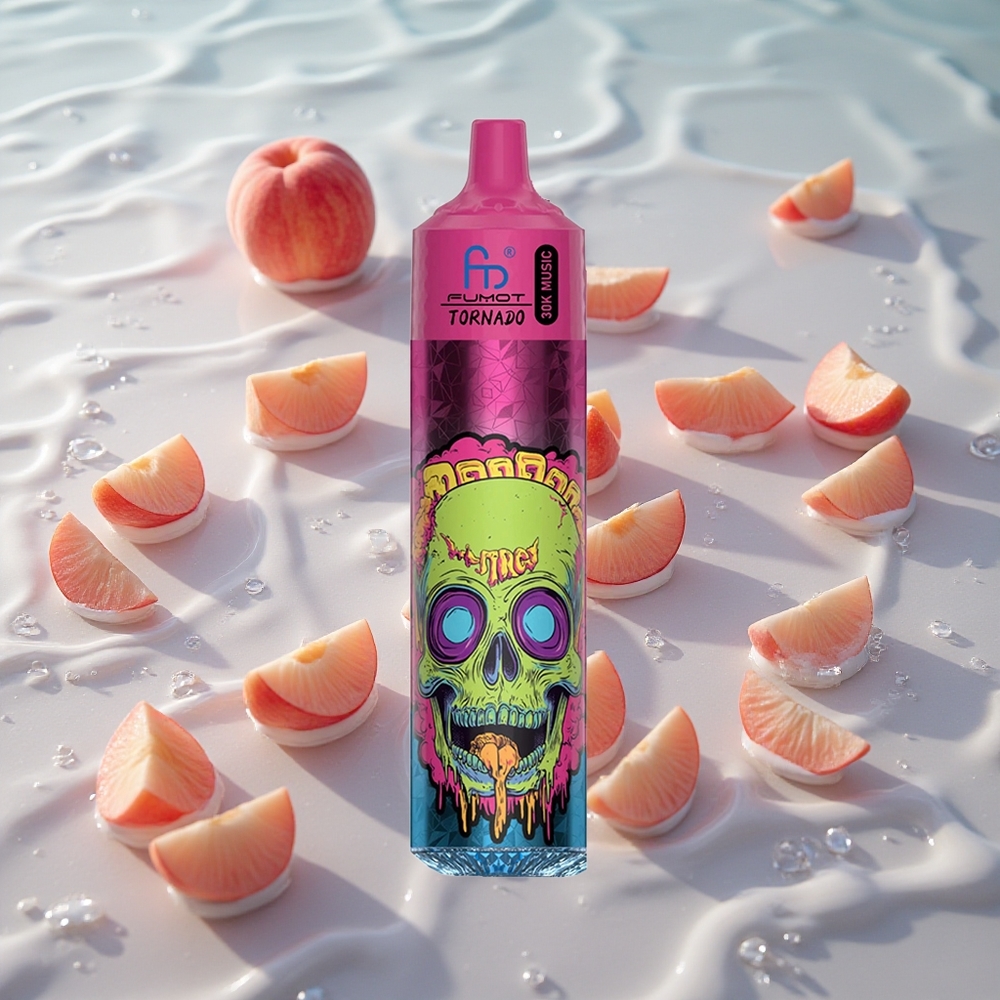 Fumot RandM Tornado 30000 Puffs Opptil 30000 inhalasjoner Fersken Is