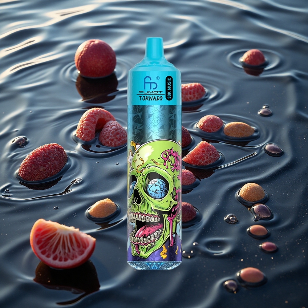 Fumot RandM Tornado 30000 Puffs Svart Is med 30mL e-væske og 1.0 Ohm mesh coil