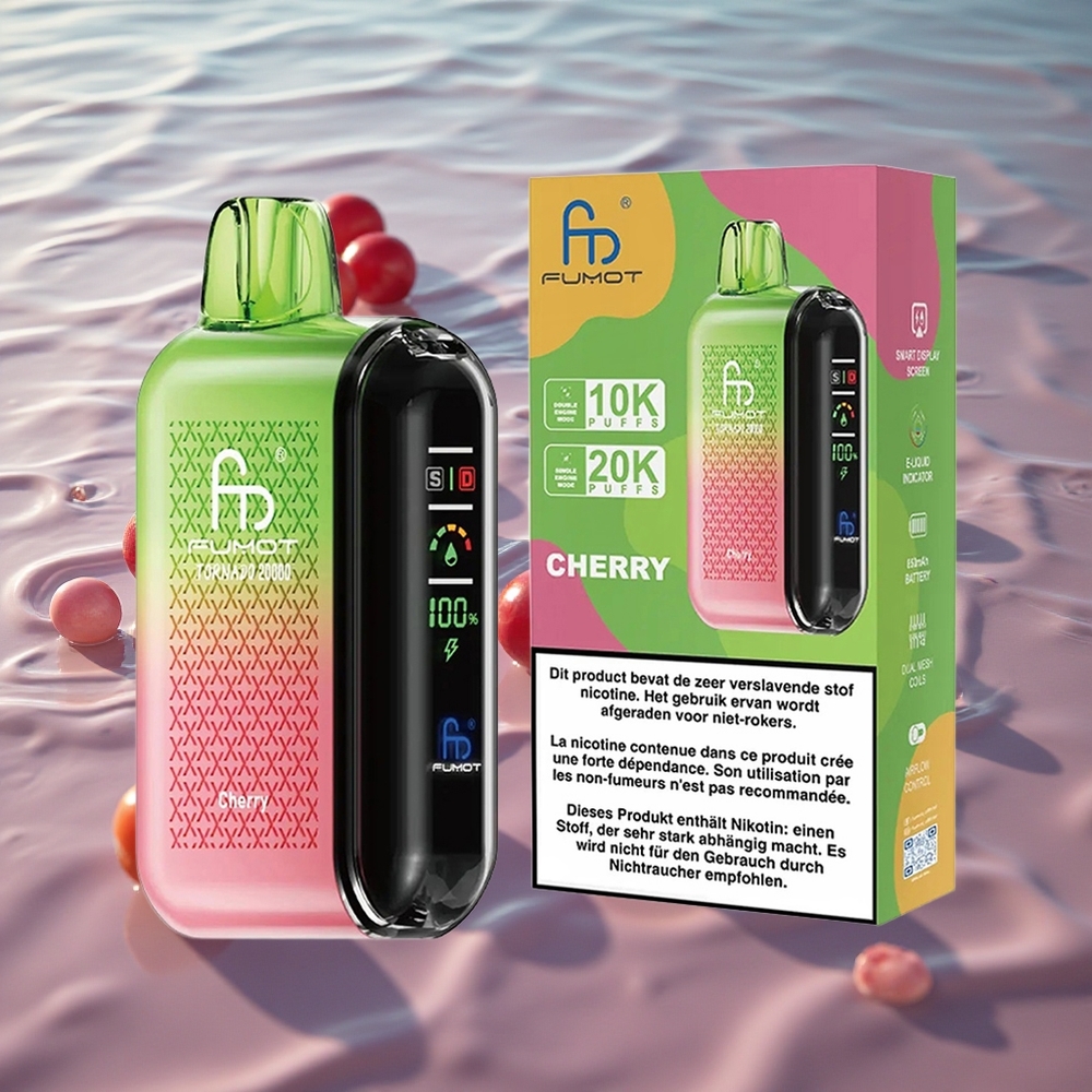Fumot Tornado 20000 Puffs Dual Mesh Coil E-likvæskapasitet Kirsebær