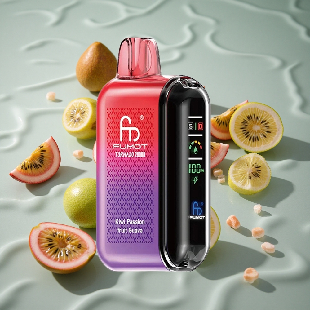 Fumot Tornado 20000 Puffs Engangs Vape Kiwi Pasjonsfrukt Guava med Smart Skjerm og Luftstrømningskontroll