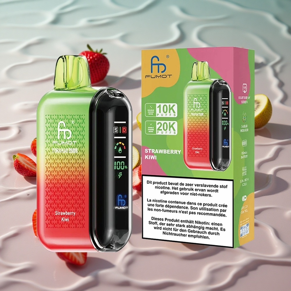 Fumot Tornado 20000 Puffs Jordbær Kiwi Med Smart Display og Luftstrømningskontroll