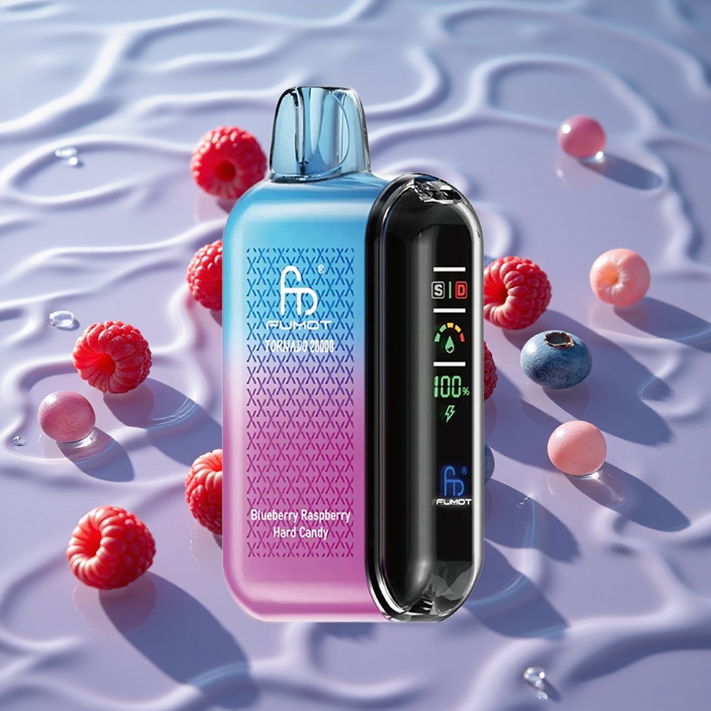 Fumot Tornado 20000 Puffs Oppladbar Batteri Blåbær Bringebær Hard Candy