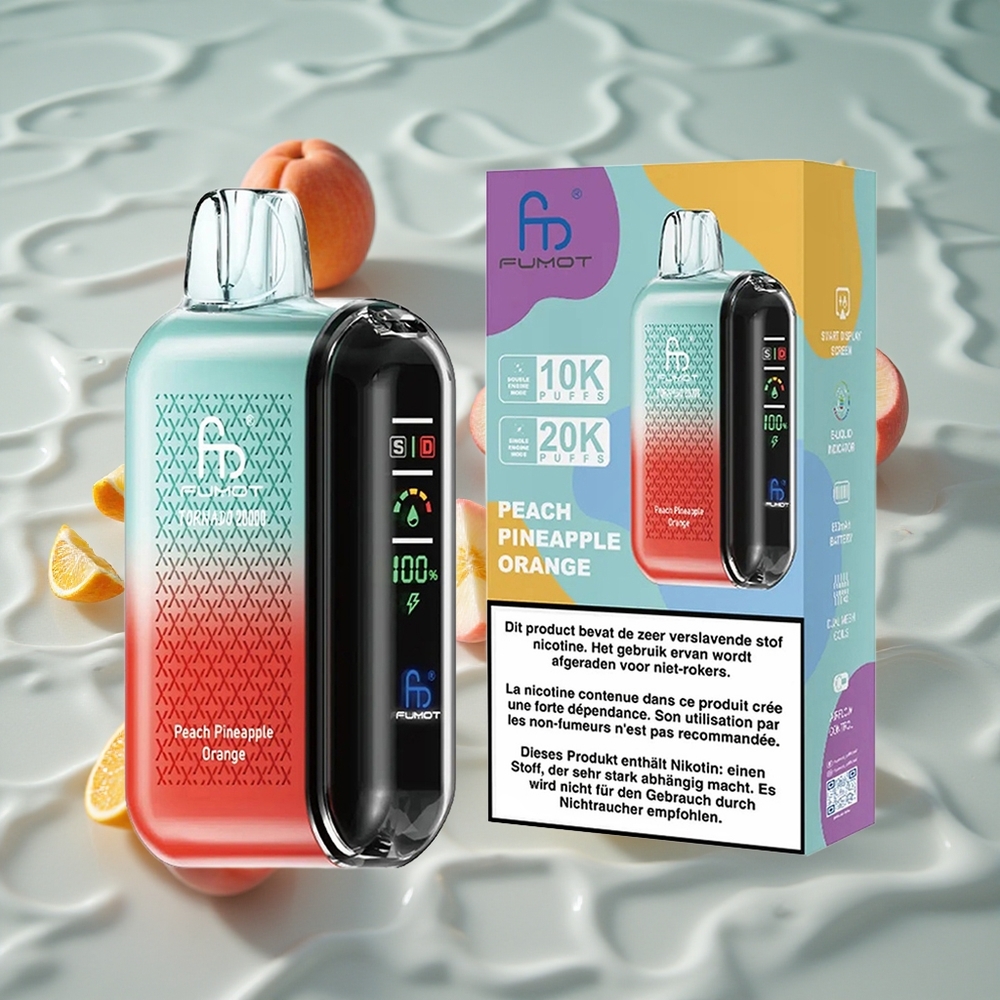 Fumot Tornado 20000 Puffs Oppladbar Batteri Fersken Ananas Appelsin