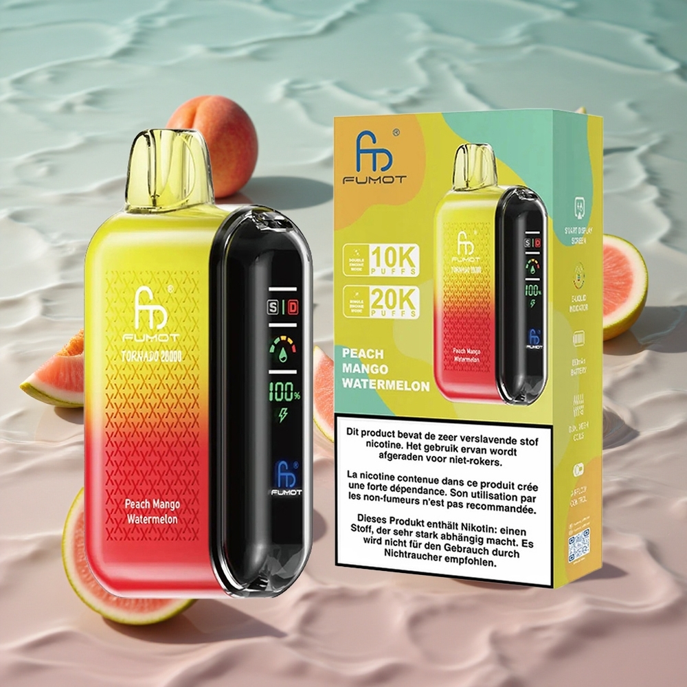Fumot Tornado 20000 Puffs Oppladbar Batteri Fersken Mango Vannmelon