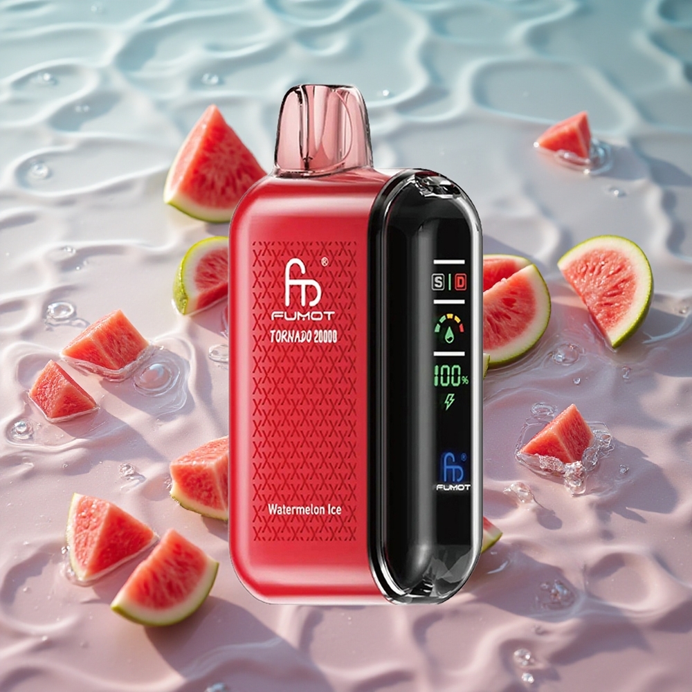 Fumot Tornado 20000 Puffs Oppladbar Dampe Vannmelon Is med Smart Display