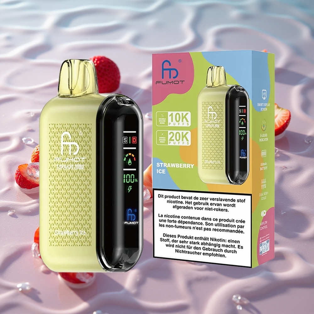 Fumot Tornado 20000 Puffs Oppladbar E-batteri Jordbær Is