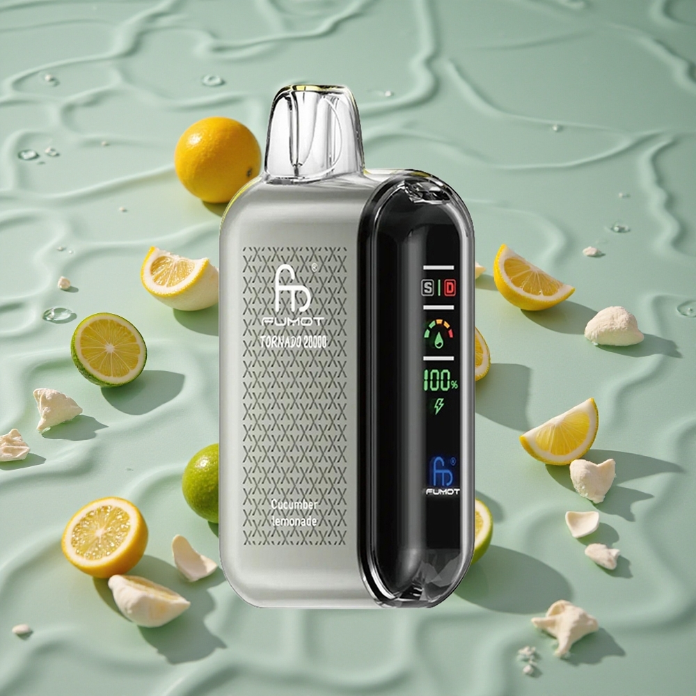 Fumot Tornado 20000 Puffs Oppladbar E-damp Agurk Sitronade med Smart Display