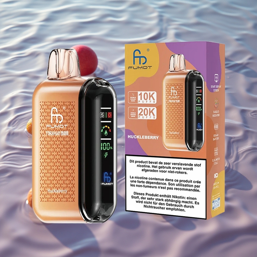Fumot Tornado 20000 Puffs Oppladbar E-damp med Blåbær og Smart Skjerm