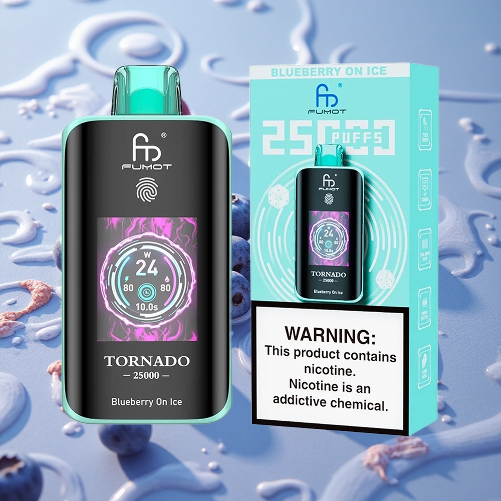 Fumot Tornado 25000 Puffs HD Skjerm Blåbær På Is