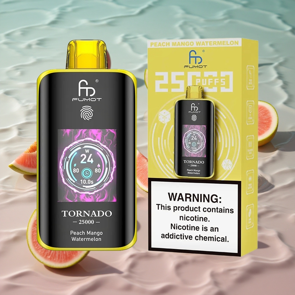 Fumot Tornado 25000 Puffs HD Skjerm Fersken Mango Vannmelon