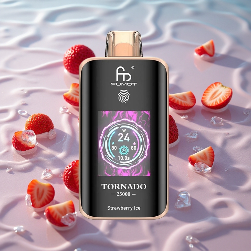 Fumot Tornado 25000 Puffs HD Skjerm Jordbær Is